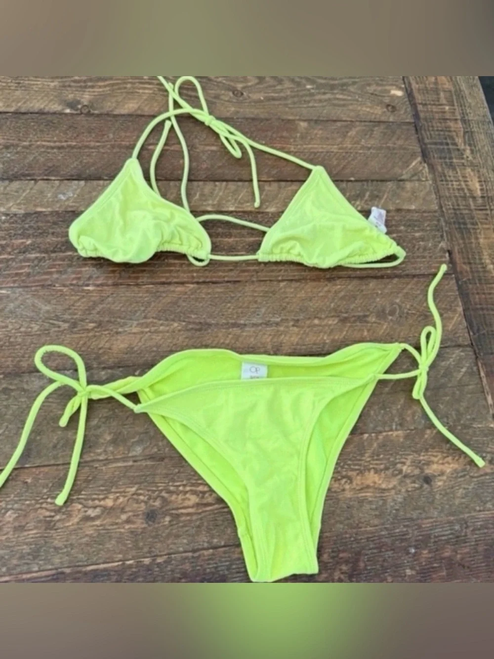 Women’s Neon Lime Triangle two String Bikini (Size S)